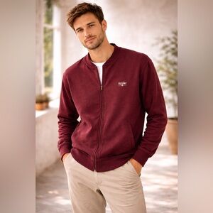 Mossimo Burgundy Zip-Up Sweatshirt Jacket Large Cotton Casual Streetwear
